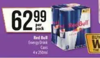 Spar Tops Red Bull Energy Drink Cans 4 x 250ml offer