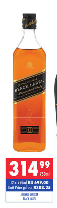 Ultra Liquors Johnnie Walker Black Label 750ml offer