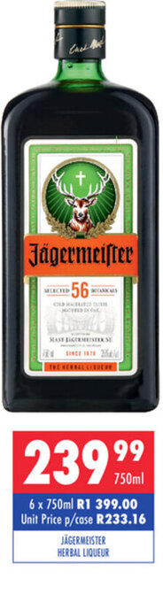 Ultra Liquors Jagermeister Herbal Liqueur 750ml offer