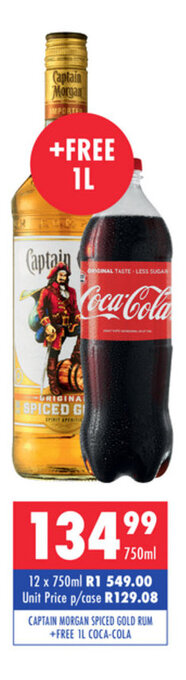 Ultra Liquors Captain Morgan Spiced Gold Rum 750ml offer