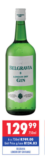 Ultra Liquors Belgravia London Dry Gin Range 750ml offer