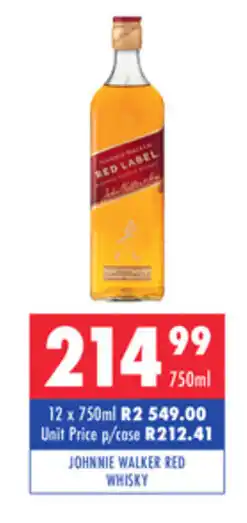 Ultra Liquors Johnnie Walker Red Whisky 750ml offer