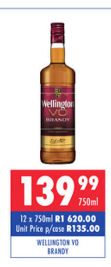 Ultra Liquors Wellington VO Brandy 750ml offer