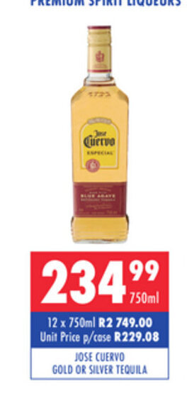 Ultra Liquors Jose Cuervo Gold or Silver Tequila 750ml offer