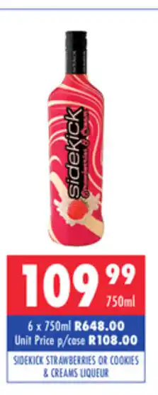 Sidekik Strawberries or Cookies & Creams Liqueur 750ml