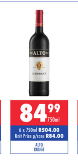 Ultra Liquors Alto Rouge 750ml offer