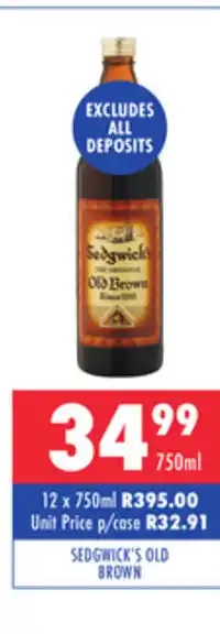 Ultra Liquors Sedgwick's Old Brown 750ml offer