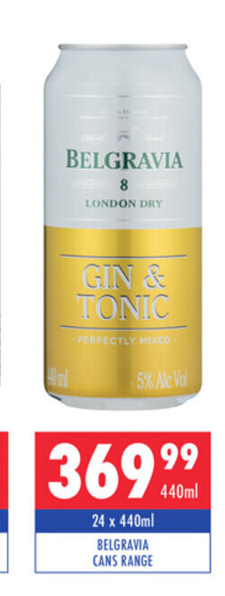 Ultra Liquors Belgravia Cans Range 24 x 440ml offer
