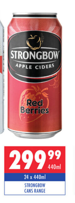 Ultra Liquors Strongbow Cans Range 24 x 440ml offer