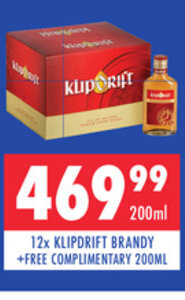 Ultra Liquors Klipdrift Brandy 12 x 200ml offer
