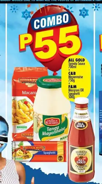 All Gold Tomato Sauce 700ml + C&B Mayonnaise 750g + F&M Macaroni or Spaghetti 500g
