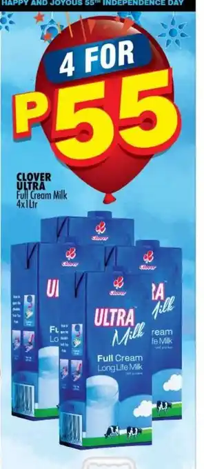 Choppies Clover Ultra Full Cream Milk 4 x 1ltr offer