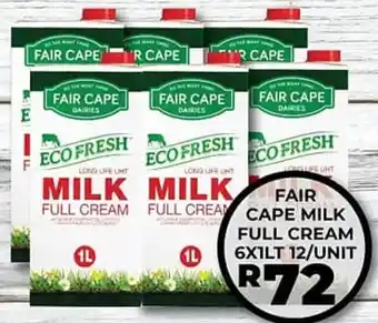 1UP Fair Cape Milk Full Cream 6x1lt offer