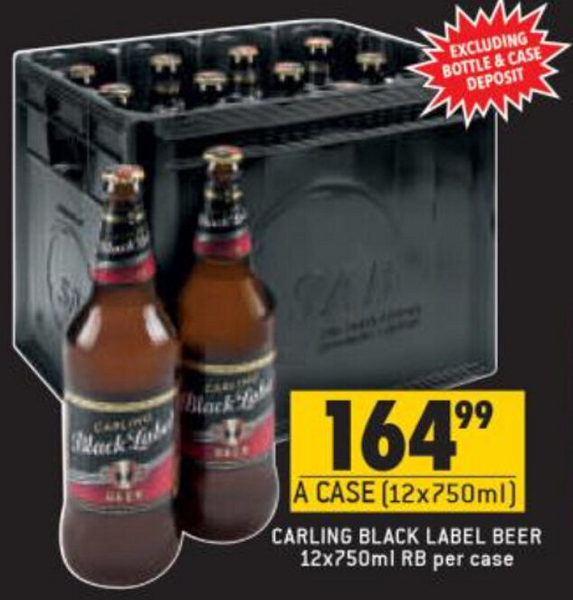 Carling Black Label Beer 12x750ml offer at Shoprite Liquor