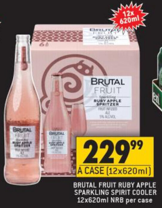 Brutal Fruit Ruby Apple Sparkling Spirit Cooler 12x620ml offer at Shoprite Liquor