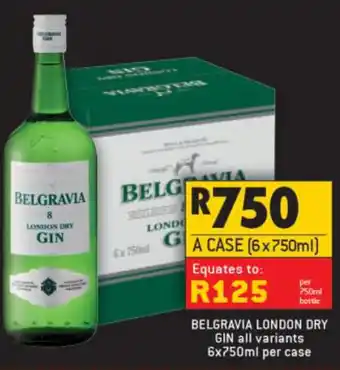 Shoprite Liquor Belgravia London Dry Gin 6x750ml offer
