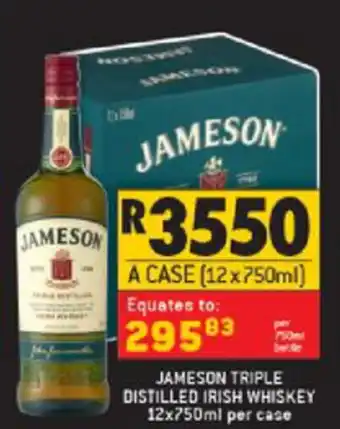 Shoprite Liquor Jameson Triple Distilled Irish Whisky 12x750ml offer