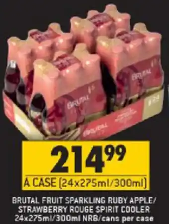 Shoprite Liquor Brutal Fruit Sparkling Ruby Apple/Strawberry Rouge Spirit Cooler 24x275ml/300ml NRB offer