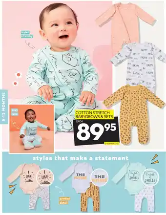 Ackermans Cotton Stretch Babygrows & Sets 0-12 Months offer