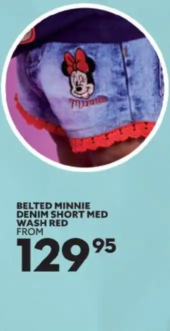 Ackermans Belted Minnie Denim Short Med Wash Red offer