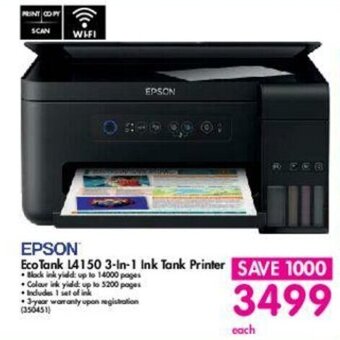Makro Epson Ecotank L4150 3-in-1 Ink Tank Printer offer