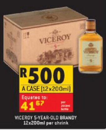 Shoprite Liquor Viceroy 5-Year-Old Brandy 12x200ml offer