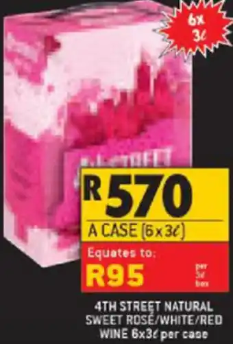 Shoprite Liquor 4th Street Natural Sweet Rosé/White/Red Wine 6x3L offer