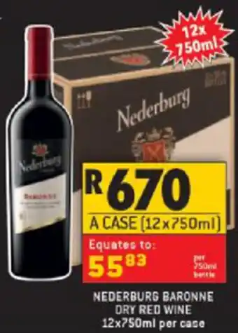 Shoprite Liquor Nederburg Baronne Dry Red Wine 12x750ml offer