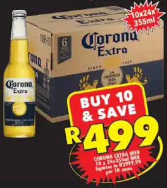 Shoprite Liquor Corona Extra Beer 10x24x355ml offer