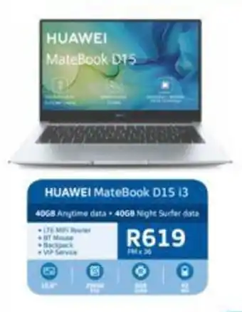 Telkom HUAWEI MateBook D15 i3 offer
