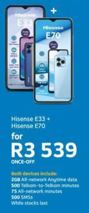 Telkom Hisense E33 + Hisense E70 offer