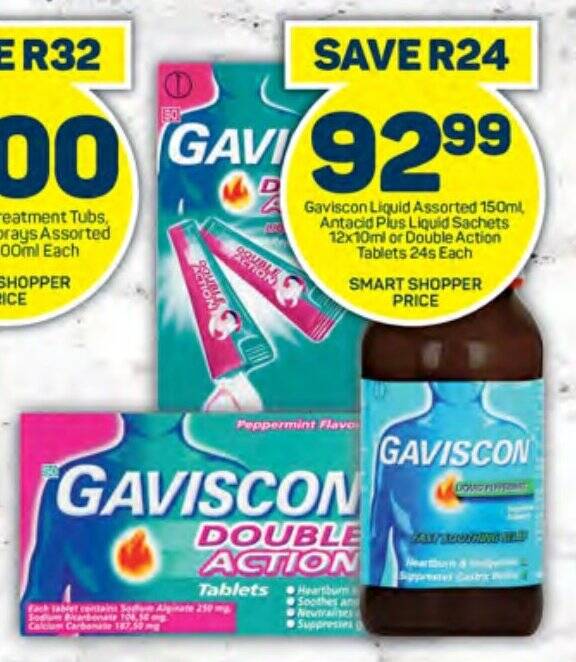 Gaviscon Liquid Assorted 150ml, Antacid Plus Liquid Sachets 12x10ml or