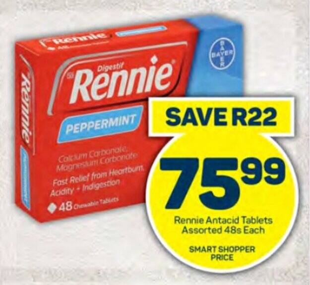 Rennie Antacid Tablets Assorted 48s Each offer at Pick n Pay Hypermarket