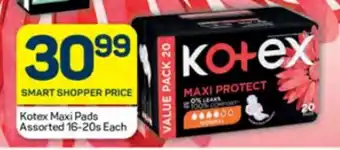 Pick n Pay Hypermarket Kotex Maxi Pads Assorted 16-20s Each offer