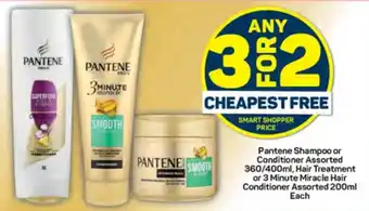 Pick n Pay Hypermarket Pantene Shampoo or Conditioner Assorted 360/400ml, Hair Treatment or 3 Minute Miracle Hair Conditioner Assorted 200ml Each offer