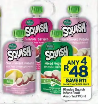 Pick n Pay Hypermarket Rhodes Squish Infant Food Assorted 110ml offer