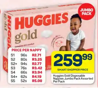 Pick n Pay Hypermarket Huggies Gold Disposable Nappies Jumbo Pack Assorted Per Pack offer