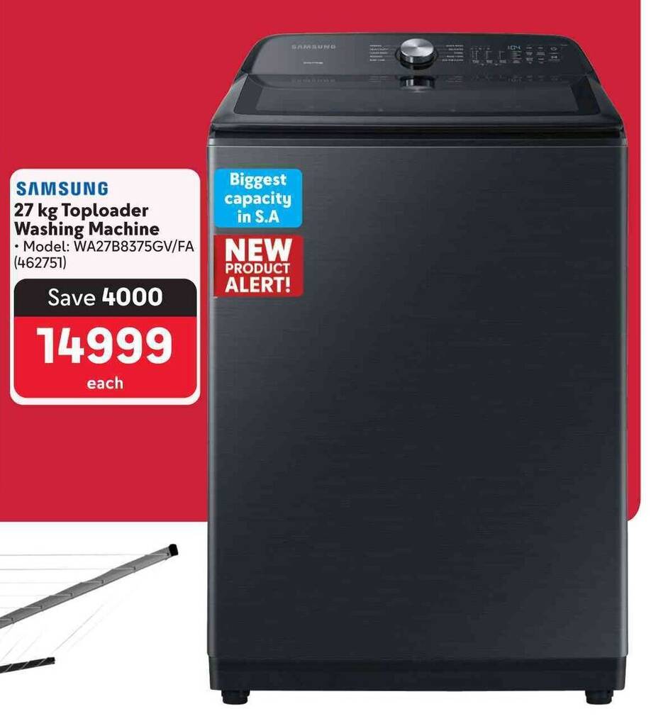 SAMSUNG 27 kg Toploader Washing Machine offer at Makro