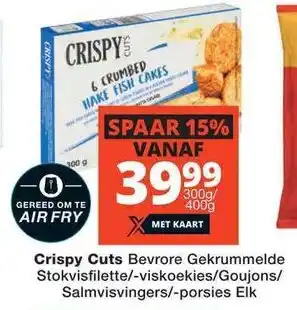 Checkers Crispy Cuts Bevrore Gekrummelde Stokvisfilette/viskoekies/Goujons/ Salmvisvingers/porsies Elk offer