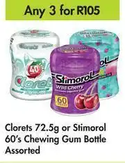Game Clorets 72.5g Or Stimorol 60's Chewing Gum Bottle Assorted-For Any 3 offer