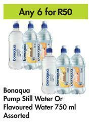 Bonaqua Pump Still Water Or Flavoured Water Assorted-For Any 6 x 750ml