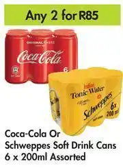 Game Coca-Cola Or Schweppes Soft Drink Cans 6x200ml Assorted-For Any 2 offer