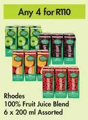 Game Rhodes 100% Fruit Juice Blend 6x200ml Assorted-For Any 4 offer