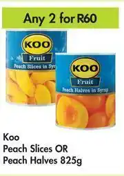 Game Koo Peach Slices Or Peach Halves-For Any 2 x 825g offer