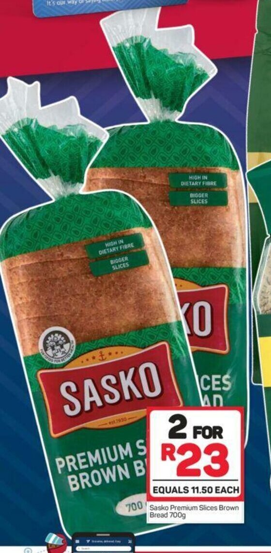 Sasko Premium Slices Brown Bread 700g offer at Pick n Pay