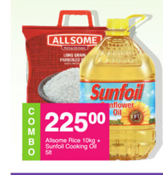 Save Allsome Rice 10kg + Sunfoil Cooking Oil 5lt offer