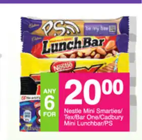 Save Nestle Mini Smarties Tex/Bar One / Cadbury Mini Lunchbar / PS offer