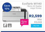 First Shop Epson Eco Tank M1140 Mono A4 Duplex Inkjet Printer offer