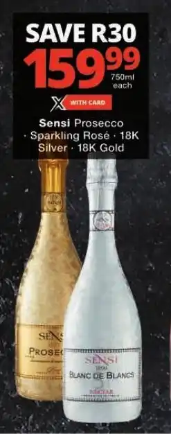 Sensi Prosecco Sparkling Rosé 18K Silver, 18K Gold
