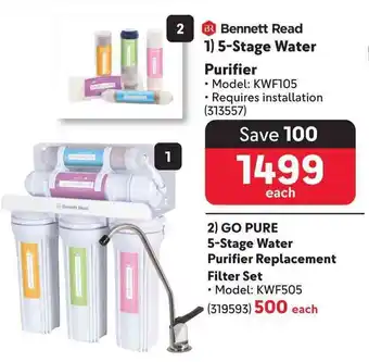 Makro Bennett Read 5-Stage Water Purifier or GO PURE 5-Stage Water Purifier Replacement Filter Set offer
